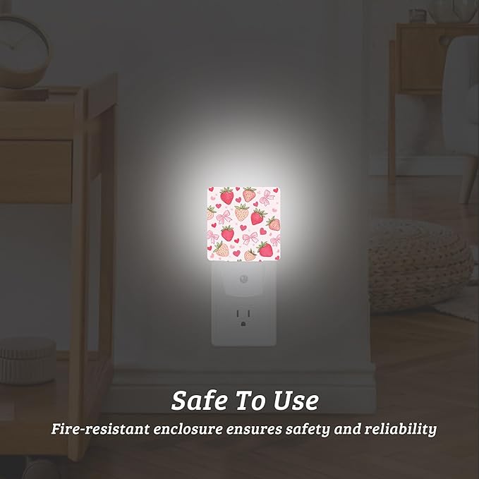Groovy StrawberryNight Light,Nightlight Lamp with Dusk to Dawn Sensor for Home Indoor Stairway Kitchen Corridor, Decorative Night Lights Plug Into Wall for Boys Girls Women Men Room Gifts