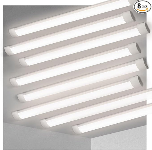 KILIPOL 3FT LED Batten Light, Ceiling Surface Mounted Slim LED Tube Lights, 30W 4000K Neutral White for Office, Shop, Garage, Home, 8 Packs
