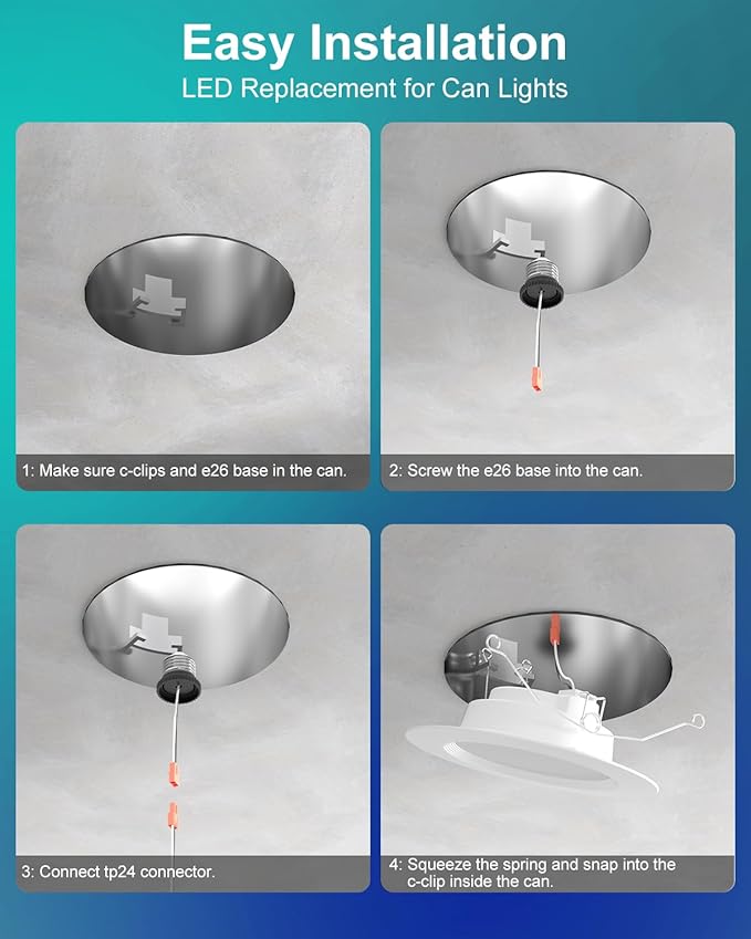 LED Recessed Lighting 6 inch/5 inch, Smart RGB Bluetooth Can Lights, 13W 1050LM, Color Changing, Retrofit Led Recessed Light Compatible with Alexa for Bedroom Living Room Kitchen, 6Pack