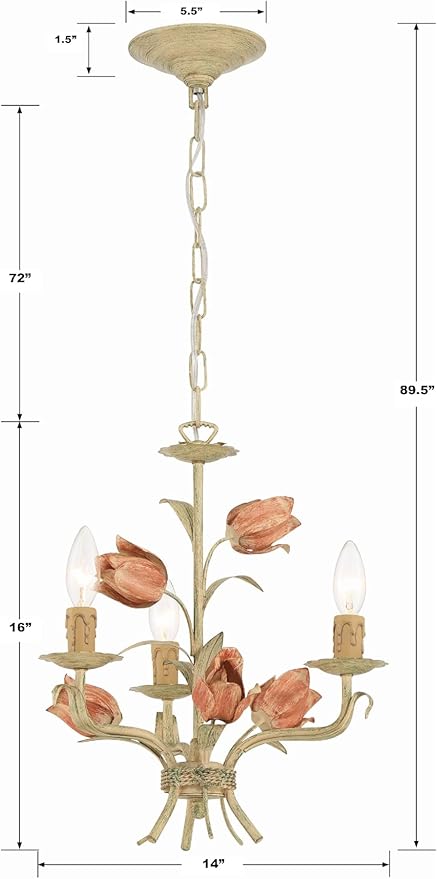Crystorama Southport 3 Light Sage Rose Mini Chandelier