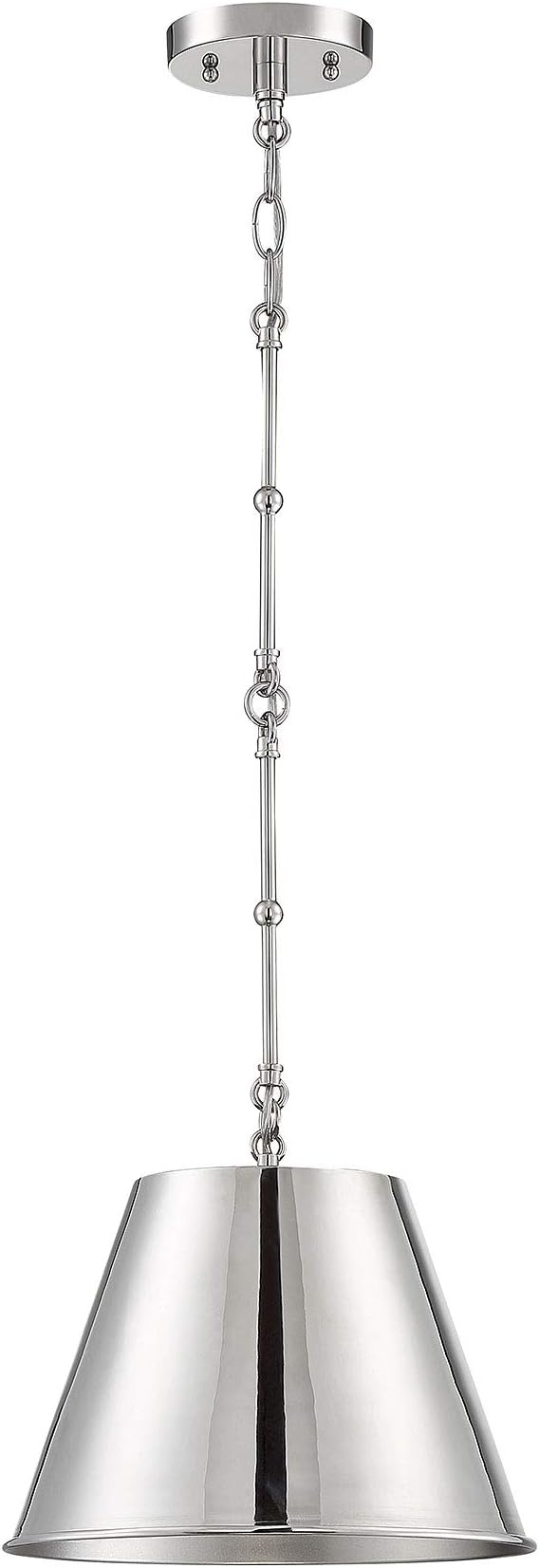 Savoy House 7-132-1-109 Alden Traditional Metal Pendant, 1-Light 60 Watt, 9" H x 12" W, Polished Nickel