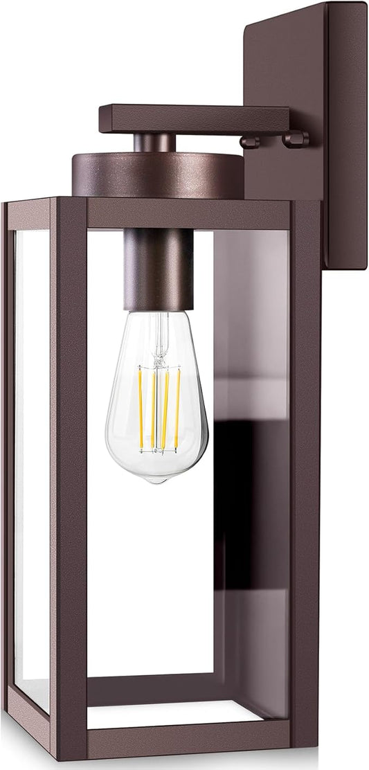 BesLowe Outdoor Wall Light Fixtures, Exterior Waterproof Wall Lanterns, Brown Porch Sconces Wall Mounted Lighting with E26 Sockets & Glass Shades, Modern Wall Lamps for Patio Front Door Entryway