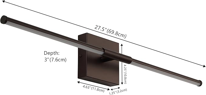 JONATHAN Y 28" Oil Rubbed Bronze Modern Dimmable Integrated LED Wall Sconce, Minimalist Adjustable Metal Vanity Light for Bathroom Mirror, Bedroom, Hallway, 3000K, ETL Listed (JYL7041D)