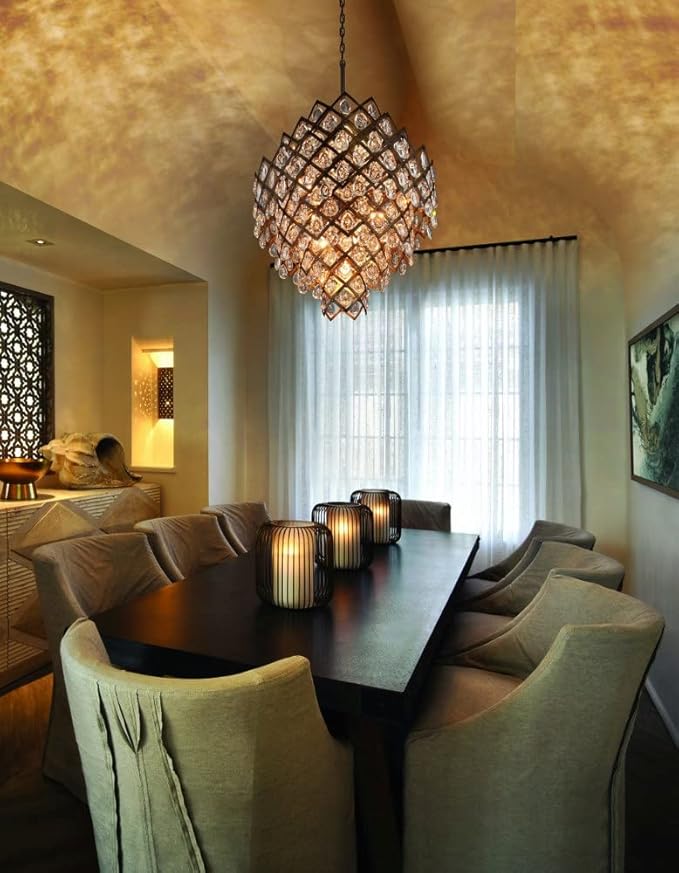 Corbett Lighting Tiara 11-Light Pendant - Vienna Bronze Finish with Clear Crystal Drops