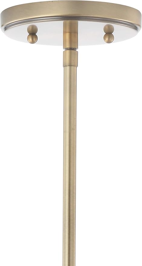 JONATHAN Y 9.5" Brass Gold/White Modern Schoolhouse LED Pendant Light Fixture, Adjustable Drop Metal Hanging Lamp with White Glass Shade for Kitchen Island, Dining Room, Foyer (JYL3517A)
