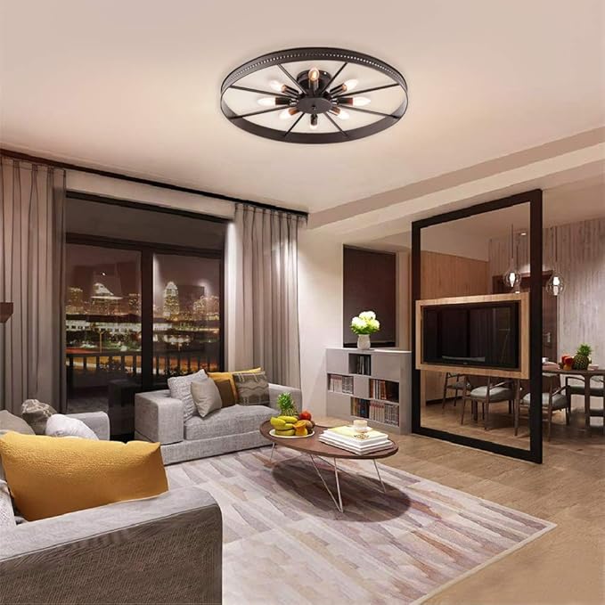 Ceiling Light Fixture Flush Mount Ceiling Lamp Black Farmhouse Chandelier Industrial Rustic Light fixtures Pendant Lighting 8-Light E12 Kitchen Lighting
