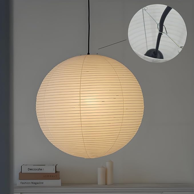 2 Pack Plug in Pendant Light,15 Ft Hanging Paper Lantern 12" White Paper Lamp Hanging Pendant Light with On/Off Switch for Birthday Wedding Living Room and Home Decor
