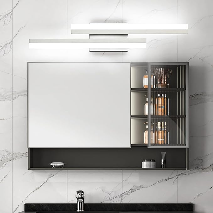 PRESDE 24 Inch Vanity Light Brushed Nickel Bathroom Light Fixtures Over Mirror LED Modern Bath Lighting Bar Dimmable
