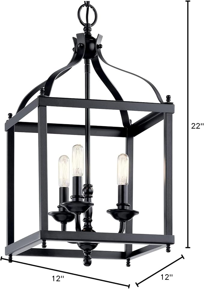 KICHLER Larkin 22.25" 3 Light Pendant in Black