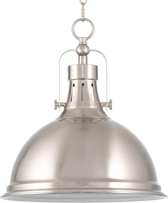 Kira Home Belle 14" Modern Industrial Pendant Light with Dome Shade, Retro Metal Silver Hanging Light, Brushed Nickel Finish