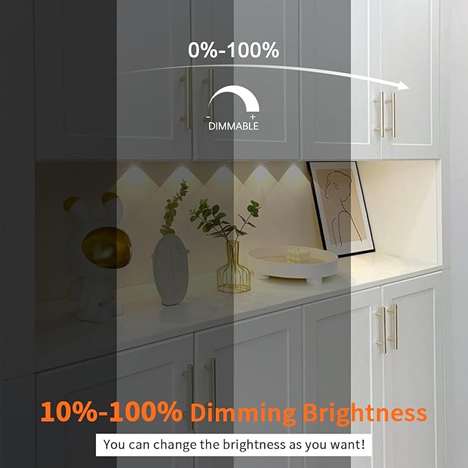 VST Smart Under Cabinet Lighting with Handwave and Alexa Google Assistant App Remote Control, Recessed or Surface Mount 12V 2W/pc Puck Light for Kitchen Display, 6 Pcs 3000K~6500K Black