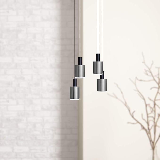 Virgo 4 Mini Pendant Lighting Black-Nickel - LED Hanging Light Fixture for Kitchen Island, Bar, Foyer - Cluster Pendants - Dimmable, Adjustable Wire, Lamp Bulb Included