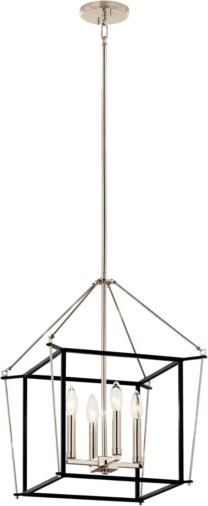 Kichler Eisley 4-Light Foyer Pendant, Soft Modern Light in Polished Nickel and Black, Sloped Ceiling Compatible, for Hallway, Laundry or Mud Room, Kitchen or Bar (21.25" x 1 6" x 16"), 52626PN