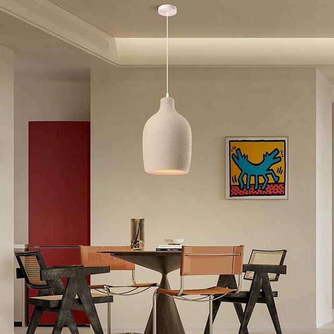 JAYMP Wabi Sabi Pendant Light for Dining Room Kitchen Island Light Hallway Restaurant Hanging Lamp E26 Base Japanese Style Wine Bottle Shape Fixture, 1 Pack (Light Brown,C Shape, D26×H46cm)