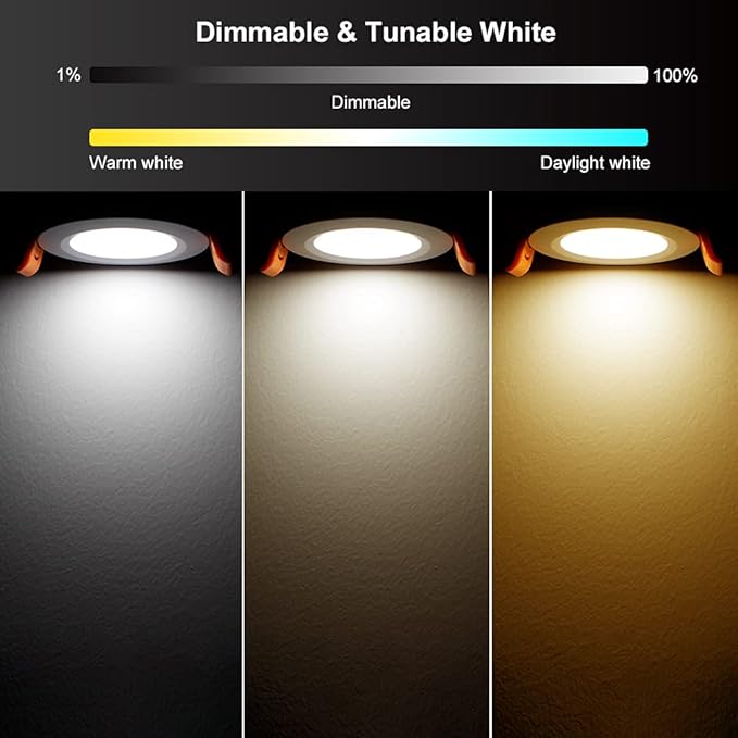 YGS-Tech Smart 2 Inch LED Recessed Lighting RGB WiFi Downlight, 5W Compatible with Alexa and Google Home, Dimmable RGB & CCT 2700-6500K Color Changing, 120V Ceiling Light with LED Driver (10 Pack)