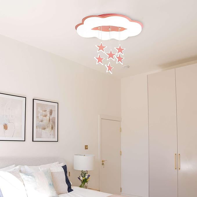 Skyblaze Cloud Ceiling Light Fixtures, Kids Room Star Light, Modern LED Lamp for Girls Bedroom Nursery, Pink Finish