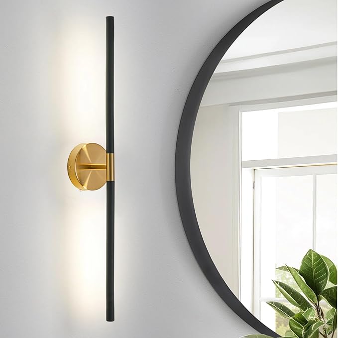 Modern Bathroom Light Fixtures Over Mirror 36 Inch, 26W 360° Rotatable Dimmable 4000K Led Vanity Light Bar, Black and Gold Bathroom Vanity Lights Above Mirror
