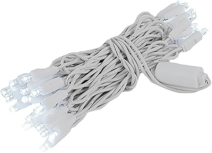Novelty Lights 35 Light LED Christmas Mini Light Set, Outdoor Curtain Wreath Craft Bottle String Lights, Pure White, Non-Connectable, White Wire, 13.5 Feet…