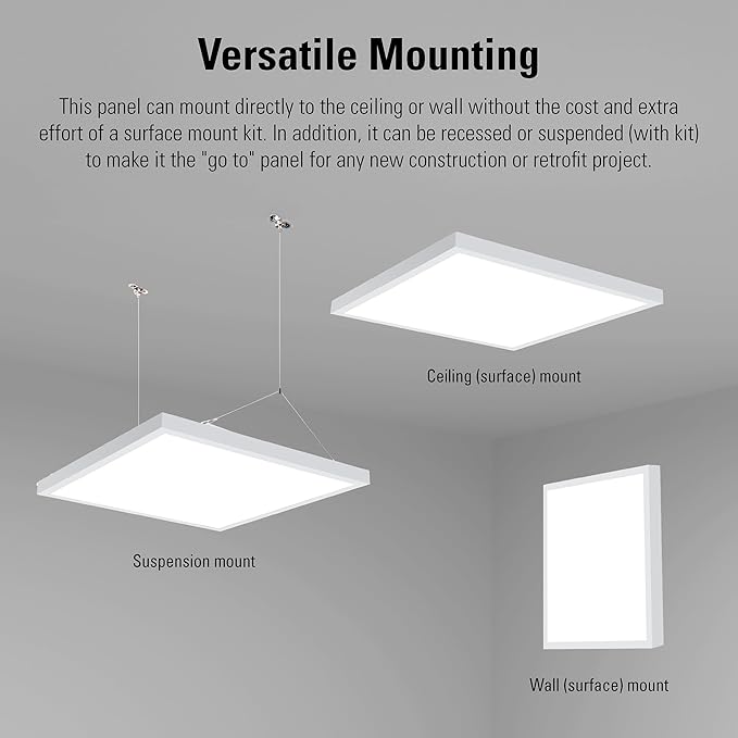 Metalux MMS Multi-Mount 1x2 LED Panel Ceiling Light with 5 CCT and Lumen Select, 0-10V Dimming, Surface Mount, Recessed, Suspended, Wall Mount, 90 CRI - 12MMS-L3C5-UNV