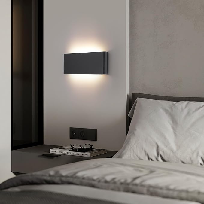 Mille Lucciole 11"Modern LED vanity light,15W Dimmable 5 CCT (3000K-6500K) Adjustable Wall Lamp,Up and Down Wall Lighting,Indoor Wall Sconce for Bedroom,Staircase,Hallway,Dressing Table, 4 Pack（Black）