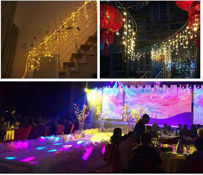 Icicle Lights 90 LED 10 ft Short Curtain Lights with 8 Modes Remote Control,Powerd by USB & Battery - Waterproof Fairy String Lights for Indoor & Outdoor,Holiday,Party,Window Decoration(Warm White)