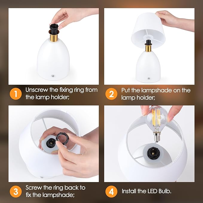 GGOYING Cordless Table Lamp Set of 2, 5400mAh Rechargeable Battery Powered Desk Lamp, 4-Level Brightness Dimmable Bedside Night Light for Bedroom Camping Balcony, White