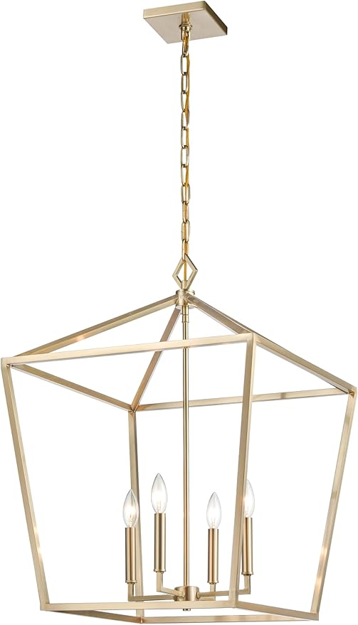 ML Lighting 3254-MG Transitional Four Light Pendant, Champ, Gld Leaf Finish, Modern Gold