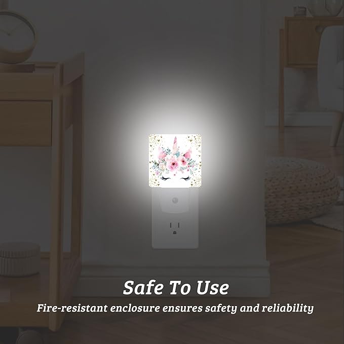 Cute Unicorn Night Light with Dusk to Dawn Light Sensors, Plug-in Wall Led Night Lights, Energy Efficient Lamp for Bedroom,Bathroom,Kitchen,Hallway,Stairs, Gifts Ideal for Girls Women