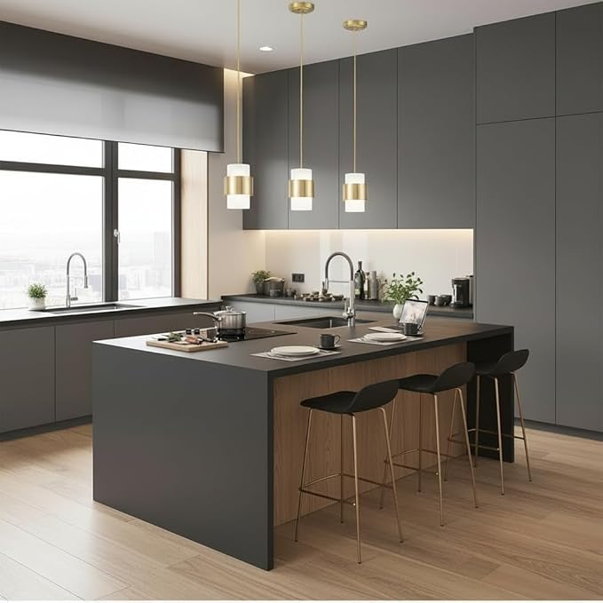 Modern Pendant Lighting, Gold Pendant Light Fixtures Ceiling Light for Kitchen Island Hallway Porch Corridor Bedroom with Frosted Glass Shade, 1 Light