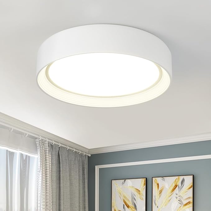 Dimmable Led Flush Mount Ceiling Light,15.75 Inch/36W/ 5CCT 3000K-6000K,Modern White Close to Ceiling Lighting Fixtures,Round Metal Ceiling Lamp for Bedroom,Living Room,Laundry Room