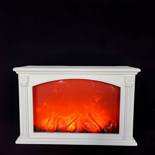 Simulated LED Fireplace Lantern USB & Battery Powered Flameless Light with Emulation Flame Table Decorative Lamp Copper Fireplace Ornament for Cozy Home Decor Free Standing Electric Log Burner