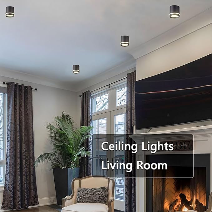 2.36" LED Ceiling Spotlight Indoor Cylinder Downlight 5W 3000K Black Aluminum Spot Light Ceiling Light Fixture for Hallway Corridor Gallery Display Kitchen Living Room Dining Room Bedroom