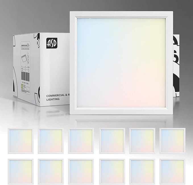 ASD LED 7" Square Flush Mount Light | 15W 1100LM 3000-5000K 120V | 3CCT, Dimmable, Ultra Slim, ETL Listed | Thin Surface Lamp, Bedroom Ceiling Lighting | White, 12 Pack