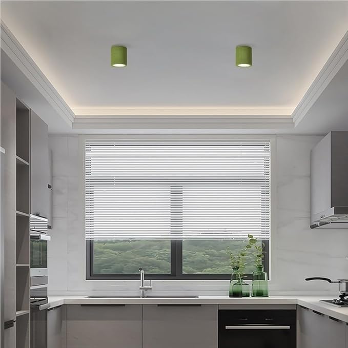 5.5 Inch Mini Nordic Resin Flush Mount Ceiling Light Cream Color Modern Minimalist Downlight Fixture for Bedroom Living Room Kitchen Hallway Restaurant(Green)