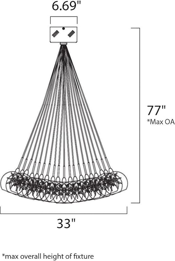 ET2 E20112-24 Starburst Unique Mini Clear Glass Globe Pendant Ceiling Lighting, 37-Light Xenon 370 Watts, 53" H x 33" W, Satin Nickel and Polished Chrome