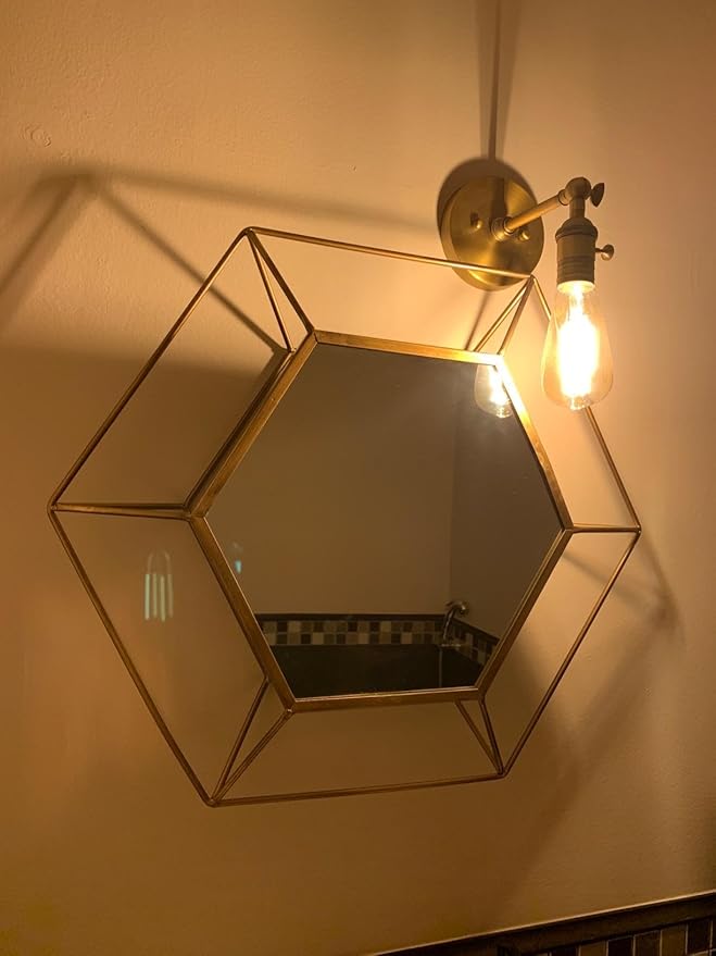 PERMO Industrial Mini Single Sconce Adjustable Simple Metal Wall Sconces Wall Mount Light Fixture, Hardwired, E26 Base, Gold