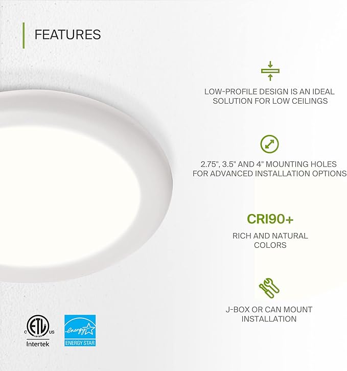 ASD 12 Pack LED Disk Lights 6 Inch, 15W 3000K Warm White 1200LM CRI90+, Dimmable Flush Mount Ceiling Light Fixture, Low Profile Surface Mount Disc, Junction Box & Recessed Can Install, ETL Energy Star