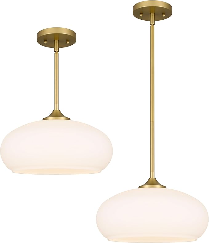 Tawson Juno Modern 1-Light Pendant Ceiling Light Fixture with Etched Opal Glass Shade for Kitchen Island, Hallway, Entryway, Passway, Dining Room, Bedroom, Balcony Living Room
