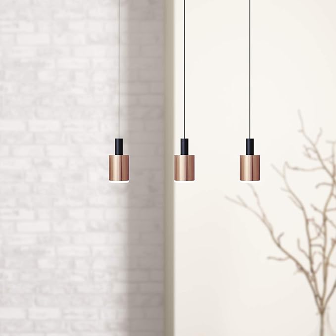 Virgo 3 Mini Pendant Lighting Black-Copper - LED Hanging Light Fixture for Kitchen Island, Bar, Foyer - Cluster Pendants - Dimmable, Adjustable Wire, Lamp Bulb Included