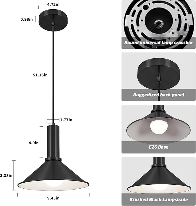2 Pack Battery Operated Pendant Lights,Rechargeable Pendant Light with Remote,Black Pendant Light Fixtures for Kitchen island,Modern Industrial hanging Lights for Dining Room Hallway Entryway Bedroom