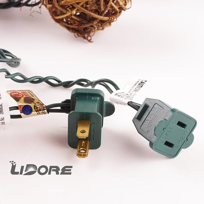 LIDORE Rattan Christmas String Lights, Mini Globe Wicker Lights for Patio, Wedding, Garden and Party, Brown Rattan and Green Cord, 7.92Ft Indoor/Outdoor