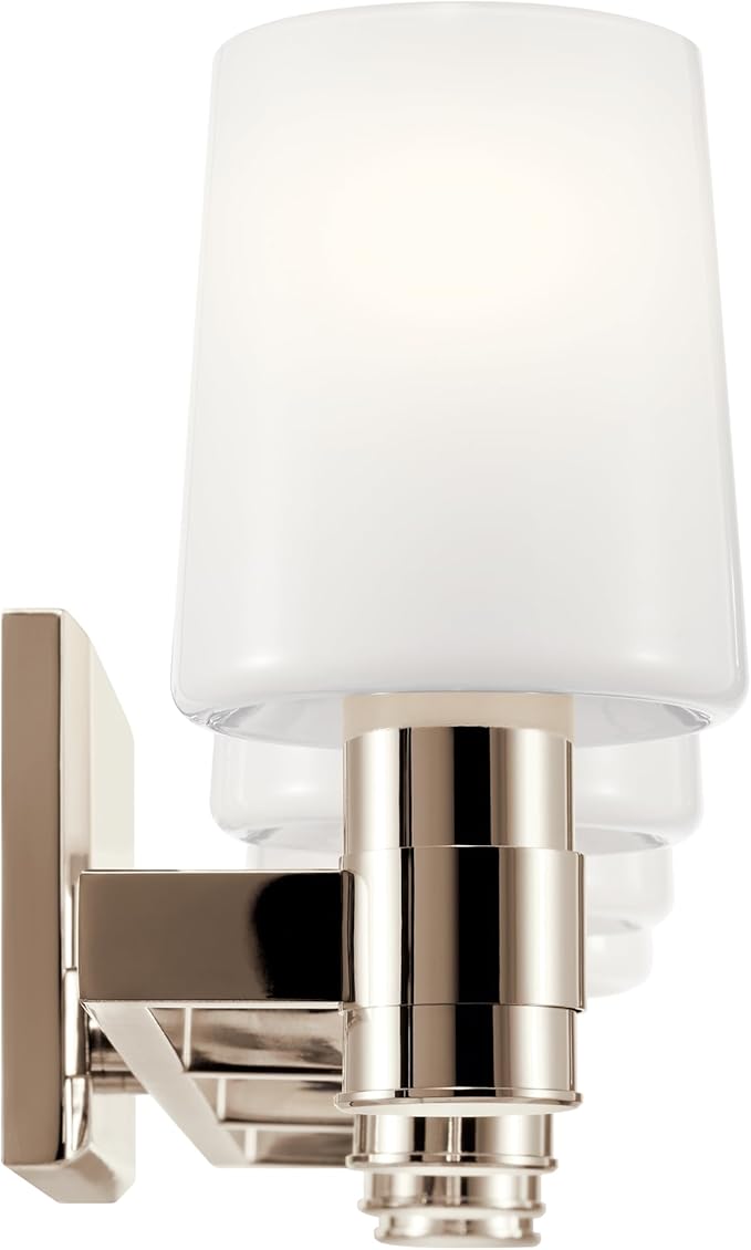Kichler Adani 4-Light Bathroom Vanity Light Fixture with Opal Glass in Polished Nickel, Modern Wall Mount Lighting Over Mirror for Bathroom (8.25" x 30"), 55177PN