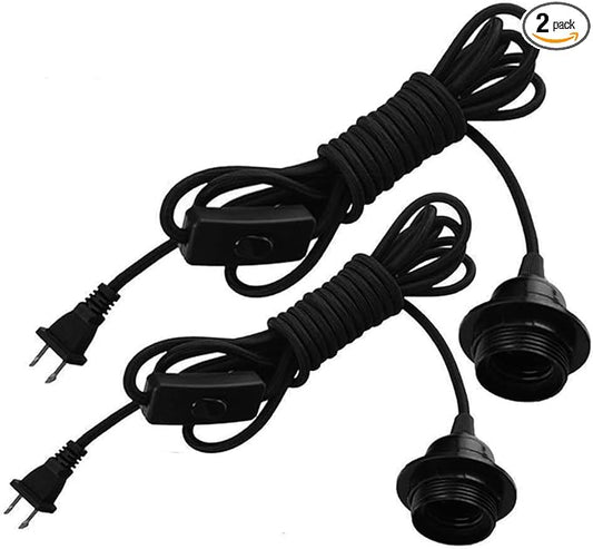 FadimiKoo Pendant Light Kit 2 Pack, E26/E27 Lamp Kit, 13.2ft Vintage Edison Hanging Pendant Light Cord Kit with On/Off Switch UL Listed