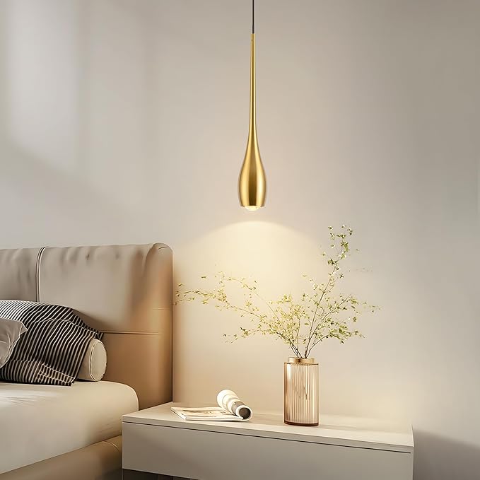 Gold Pendant Light, Modern Pendant Lights Kitchen Island, LED Hanging Light Fixtures for Dining Room Hallway Bedroom 3 Pack 3000K