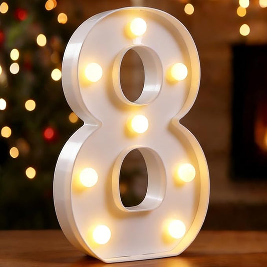 LED Marquee Numbers, Small Light Up Numbers for Party, 8.58 Inch Battery Powered Lighted Number for Birthday, Night Light, Table or Home Decor (Number 8)