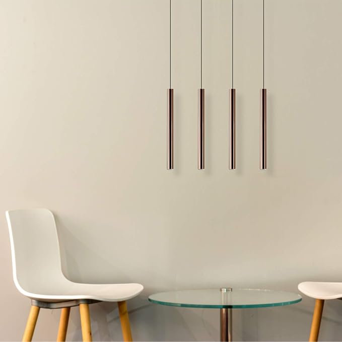 CANALIS 4 Mini Pendant Lighting Copper - LED Hanging Light Fixture for Kitchen Island, Bar, Foyer - Cluster Pendants - Dimmable, Adjustable Wire, Lamp Bulb Included