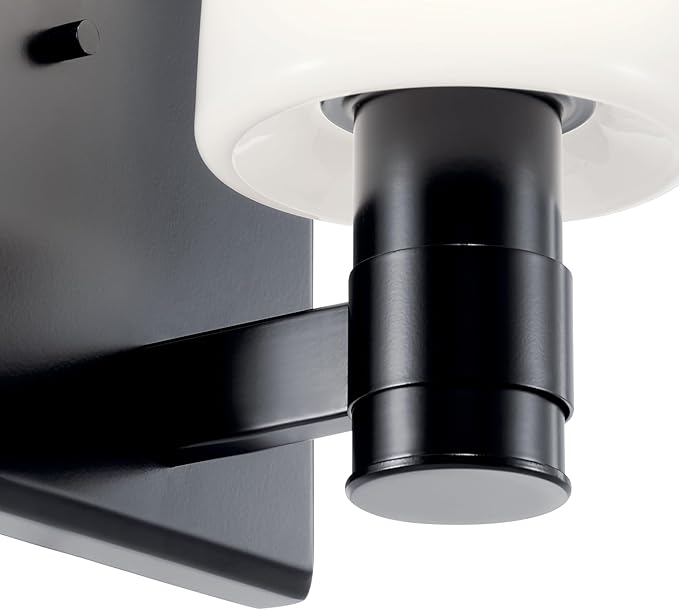 Kichler Adani 1-Light Wall Sconce, Modern Light with Opal Glass in Black, for Bathroom, Powder Room, Kitchen, Bedroom, or Hallway (8.5" x 5"), 55174BK