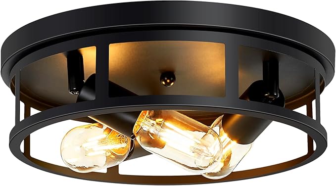 Ceiling Light Fixture,Black Flush Mount Ceiling Light,13 Inch Hallway Light fixtures Ceiling,Light Fixtures Ceiling Mount for Farmhouse,Kitchen (1, 13 inch)