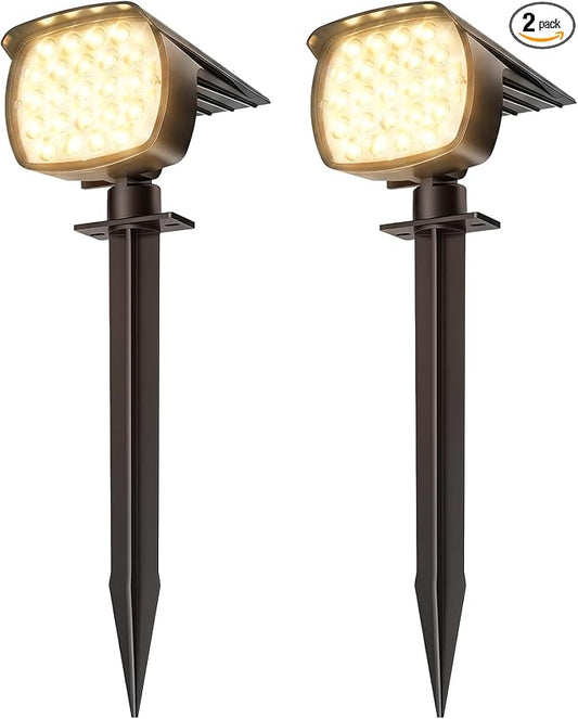 Solar Spot Lights Outdoor, 2 Pack 58 LED Solar Landscape Spotlights, Auto On/Off 3 Lighting Modes, 2-in-1 IP65 Waterproof Solar Landscape Lights for Yard Garden Pathway Tree
