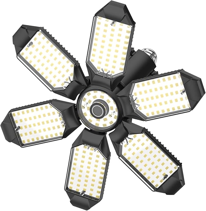 Led Garage Lights 1 Pack 200W Super Bright Ceiling Led Shop Lights, 6500K, 22000LM Deformable Garage Light Ideal for Basement, Attic and Workshop Commercial Bay Lighting
